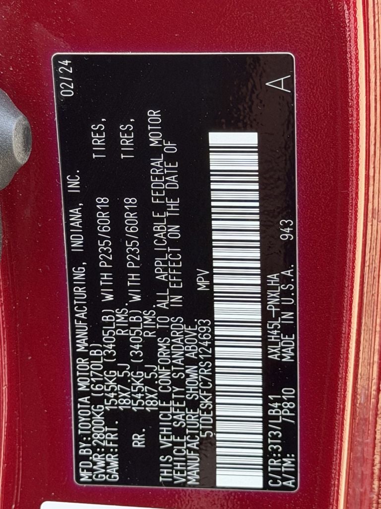 2024 Toyota Sienna Platinum 7 Passenger