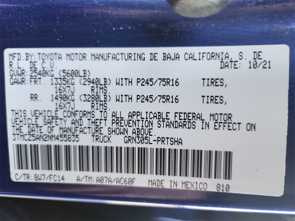 2022 Toyota Tacoma SR5 V6