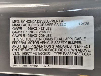 2026 Honda Accord SE