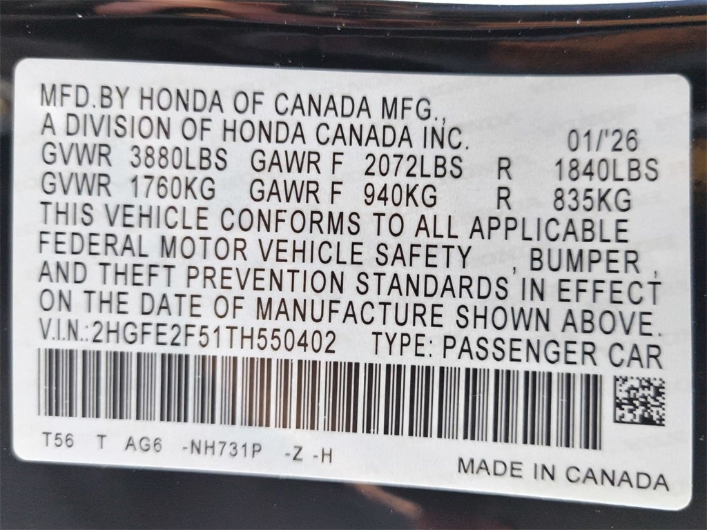 2026 Honda Civic Sport