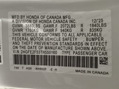 2026 Honda Civic Sport